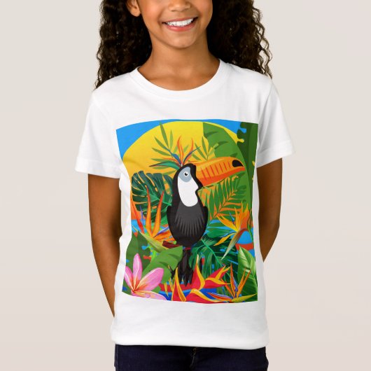 Colorful Toucan Tropical Rainforest Girls T-Shirt (Voorkant)