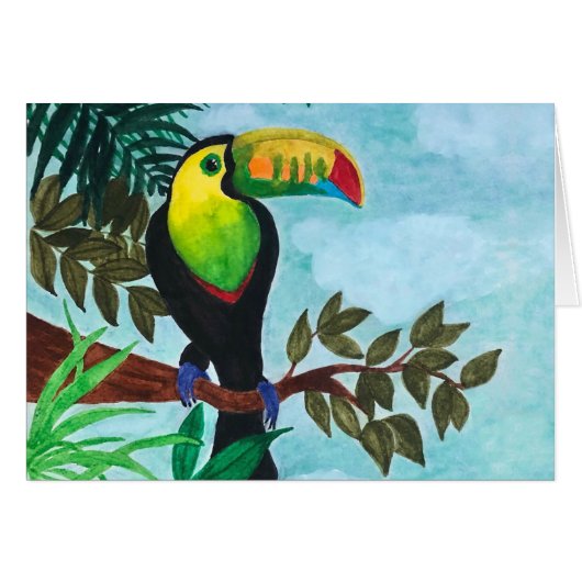 Colorful Toucan Tropical Rainforest Note Kaart (Voorkant Horizontaal)