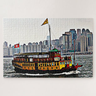 Colorful Tourist Boat Victoria Harbour Hong Kong Legpuzzel