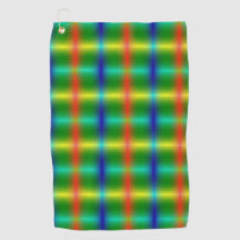 Colorful towel featuring a vibrant plaid pattern 