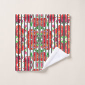 Colorful towels with vertical stripes featuring  bad handdoek (Wasdoekje)