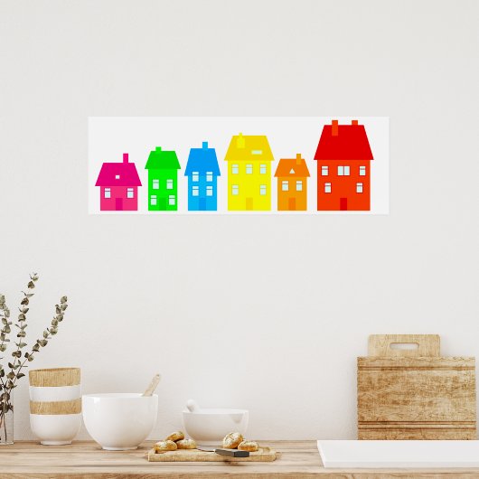 Colorful Town Poster (Keuken)