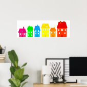 Colorful Town Poster (Thuiskantoor)