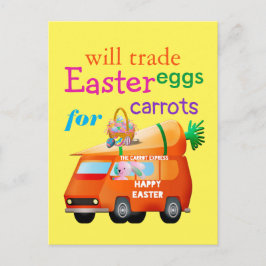 Colorful Trade Easter Eggs for Carrots Bunny Bus Briefkaart