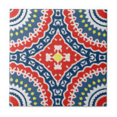 Colorful Traditional Ethnic Boho Geometric Pattern Tegeltje (Voorkant)