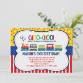 Colorful TRAIN - Birthday Party Invitations Kaart (Staand voorkant)