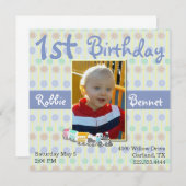 Colorful Train First Birthday Invitation Kaart (Voorkant / Achterkant)