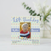 Colorful Train First Birthday Invitation Kaart (Staand voorkant)