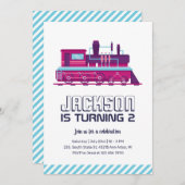 Colorful Train Kids Birthday Kaart (Voorkant / Achterkant)