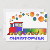 Colorful Train Personalized Birthday Party Kaart (Voorkant)