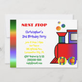 Colorful Train Personalized Birthday Party Kaart (Achterkant)