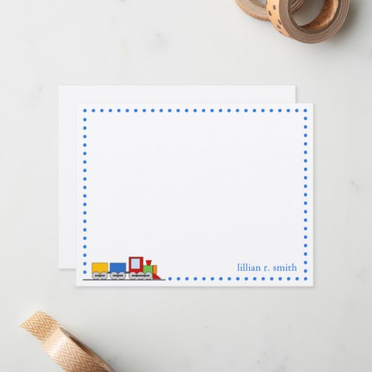 Colorful Train Personalized Note Card Notitiekaartje (Voorkant / Achterkant in situ)