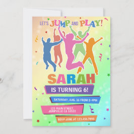 Colorful Trampoline Jump Birthday Party Invitation Kaart