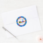Colorful Transportation Baby Boy Birthday Classic Ronde Sticker (Envelop)