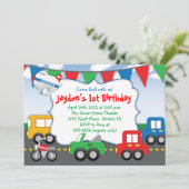 Colorful Transportation Thema Invitation Kaart (Staand voorkant)
