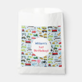 Colorful Transportation & Vehicles Kinder Name Bedankzakje (Voorkant)