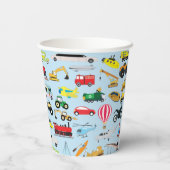 Colorful Transportation & Vehicles Kinder Name Papieren Bekers (Achterkant)