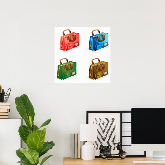 Colorful Travel Briefcase Collection Poster