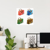 Colorful Travel Briefcase Collection Poster (Thuiskantoor)