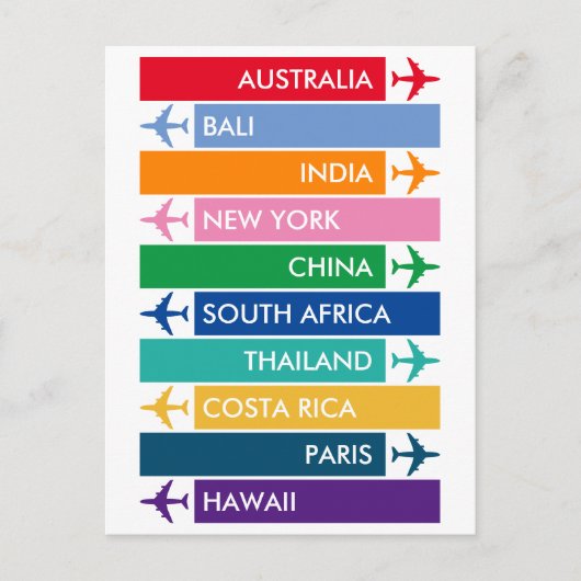 Colorful Travel Bucket List Briefkaart (Voorkant)