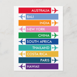 Colorful Travel Bucket List Briefkaart