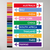 Colorful Travel Bucket List Poster (Voorkant)