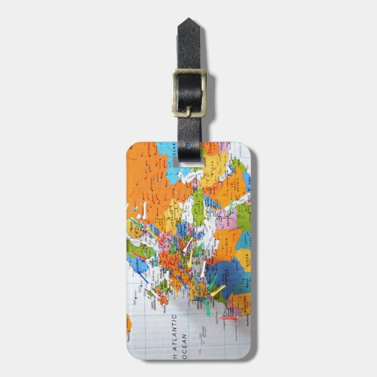Colorful Travel Map Bagagelabel (Voorkant verticaal)