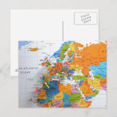 Colorful Travel Map Briefkaart (Voorkant / Achterkant)