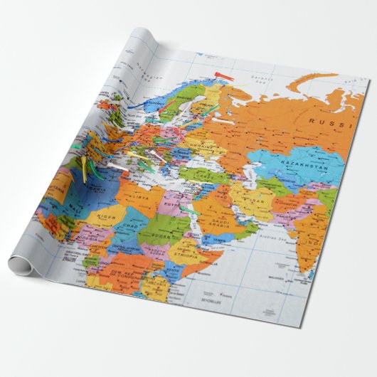 Colorful Travel Map Cadeaupapier (Uitgerold)