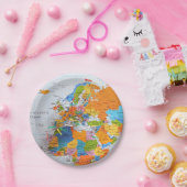 Colorful Travel Map Papieren Bordje (Feest)