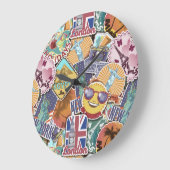 Colorful Travel Sticker Patroon Grote Klok (Hoek)