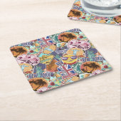 Colorful Travel Sticker Patroon Kartonnen Onderzetters (Schuin)