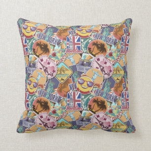 Colorful Travel Sticker Patroon Kussen