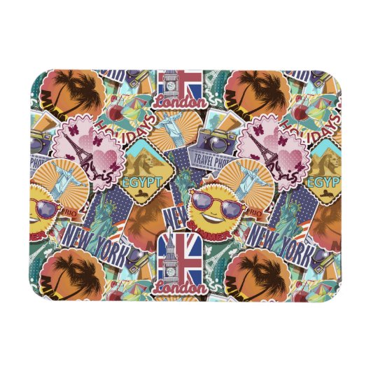 Colorful Travel Sticker Patroon Magneet (Horizontaal)