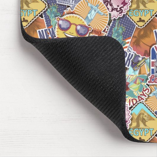 Colorful Travel Sticker Patroon Muismat (Hoek)