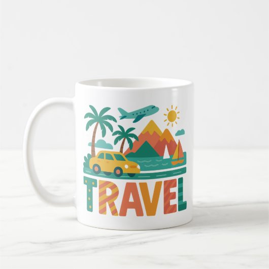 Colorful Travel Vacation Adventure Koffiemok (Links)