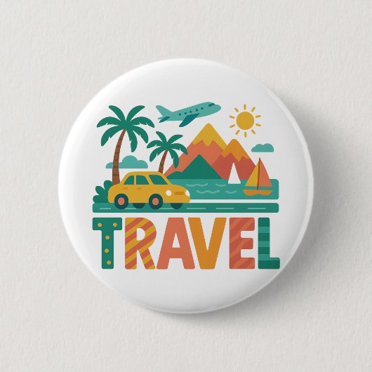 Colorful Travel Vacation Adventure Ronde Button 5,7 Cm (Voorkant)