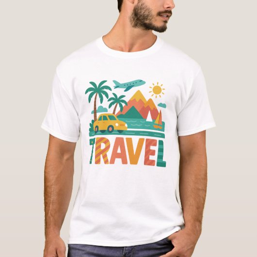 Colorful Travel Vacation Adventure T-shirt (Voorkant)