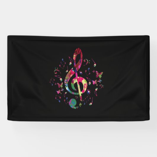 Colorful Treble Clef Music Spandoek (Horizontaal)