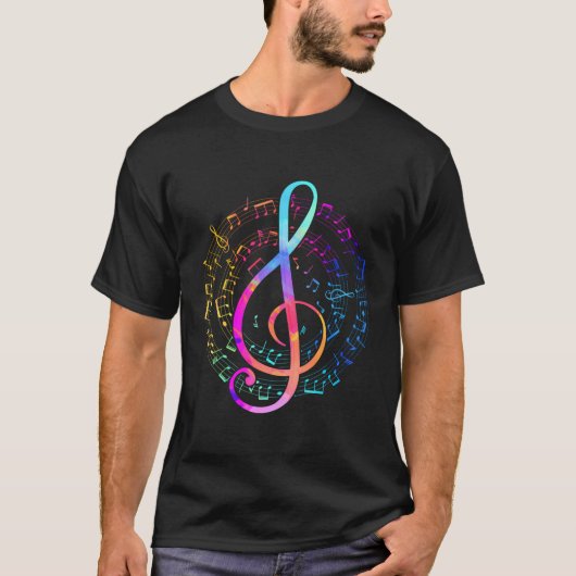 Colorful Treble Clef Music T-shirt (Voorkant)