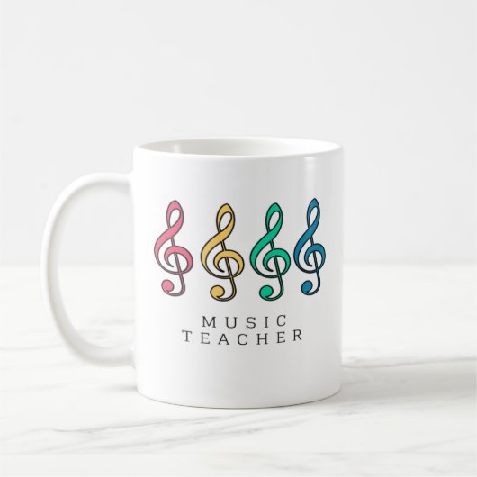 Colorful Treble Clef Music Teacher Koffiemok (Links)