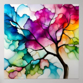 Colorful Tree Alcohol Ink Abstract Poster (Voorkant)