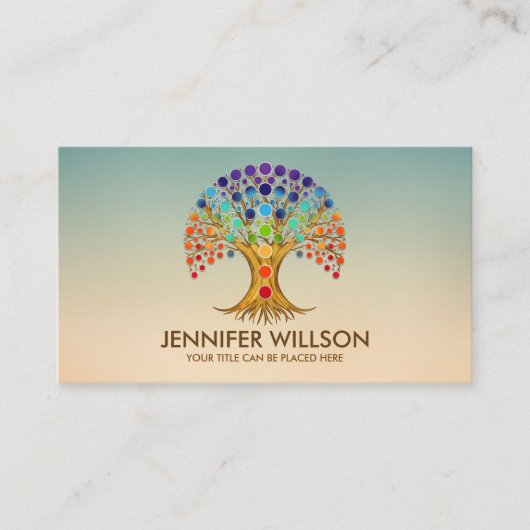 Colorful Tree of life met Chakras Visitekaartje (Voorkant)