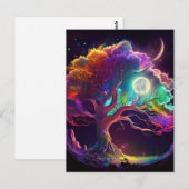 Colorful Tree of Life Moon Galaxy Fantasy Briefkaart (Voorkant / Achterkant)