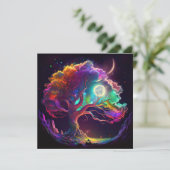 Colorful Tree of Life Moon Galaxy Fantasy Kaart (Staand voorkant)