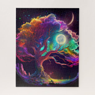 Colorful Tree of Life Moon Galaxy Fantasy Legpuzzel