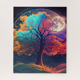 Colorful Tree of Life Moon Galaxy Fantasy Legpuzzel