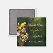 Colorful Trees Wedding Save the Date Magneet (Voorkant / Achterkant)