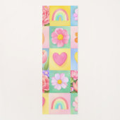 Colorful Trendy Floral Checkerboard Pattern Yogamat (Voorkant)