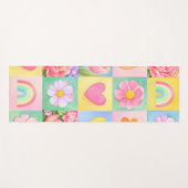 Colorful Trendy Floral Checkerboard Pattern Yogamat (Voorkant (horizontaal))